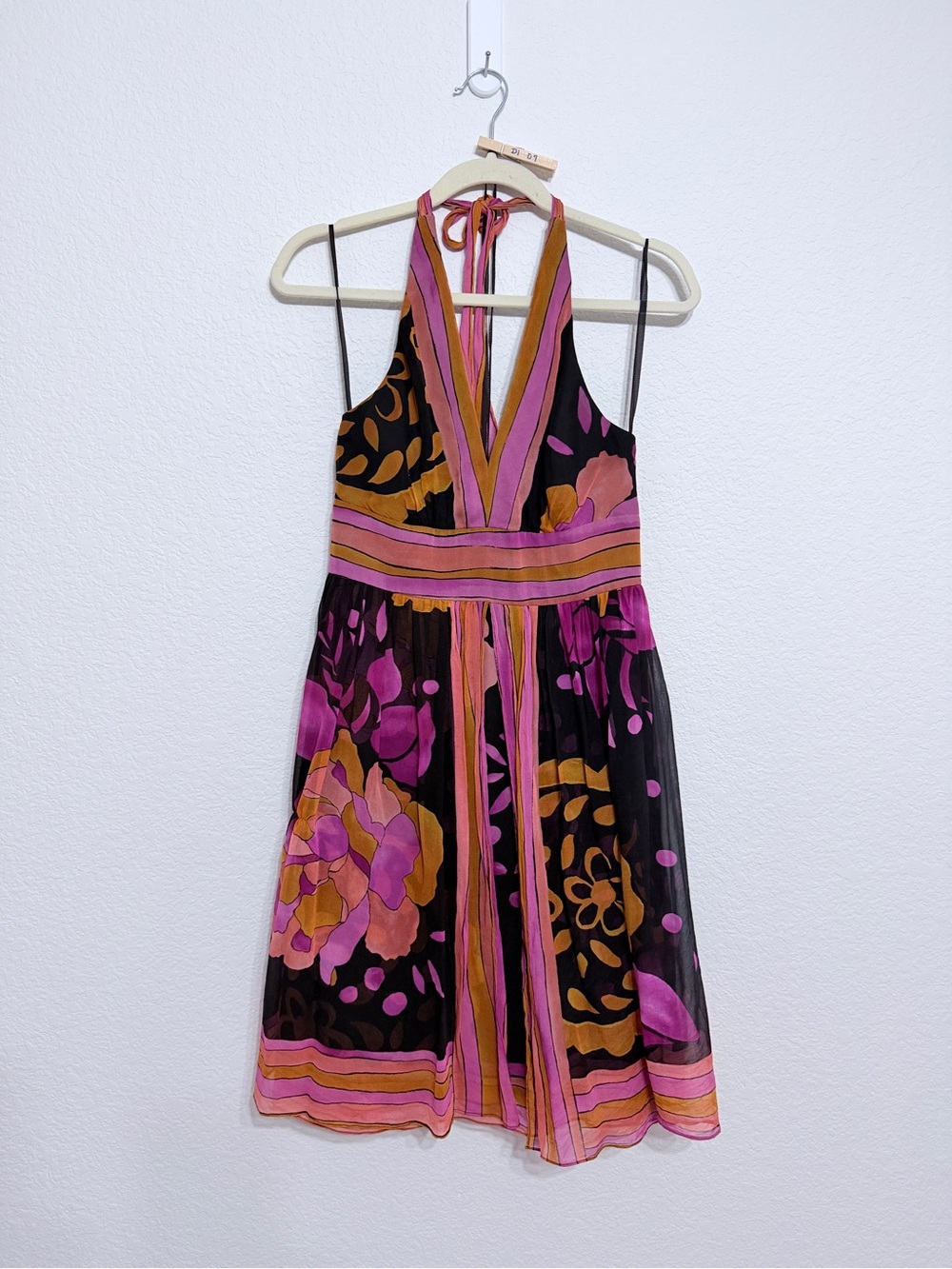 Y2K Vintage Halter neck mini dress 100% silk jones New York size 4 size small